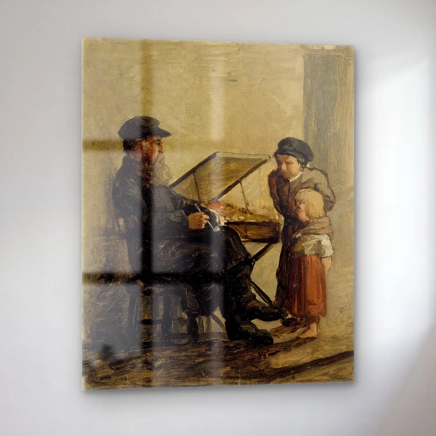 Yağlı Boya Anne ve Çocuk No. 3 cam tablo — sol açıdan görünüm