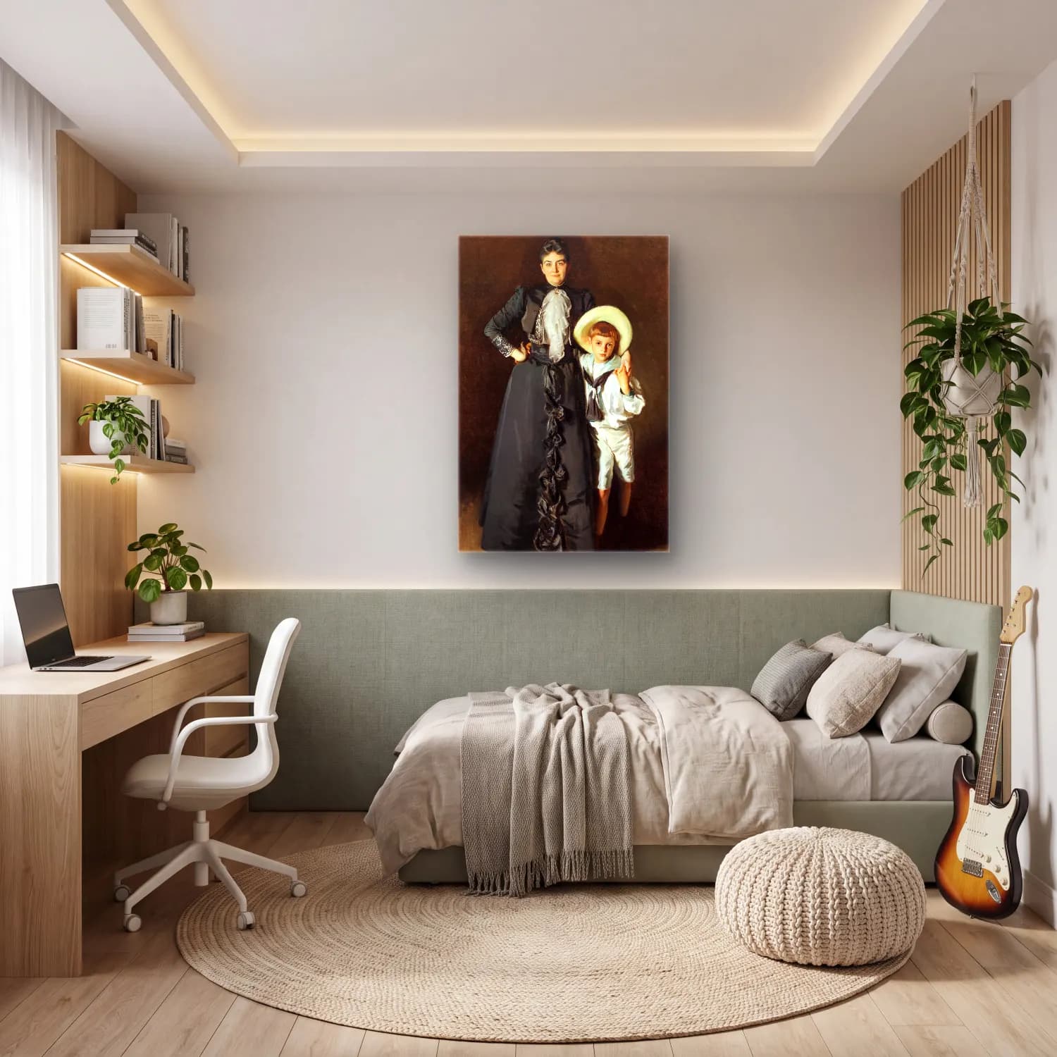 Yağlı Boya Anne ve Çocuk No. 4 cam tablo — genç odasında