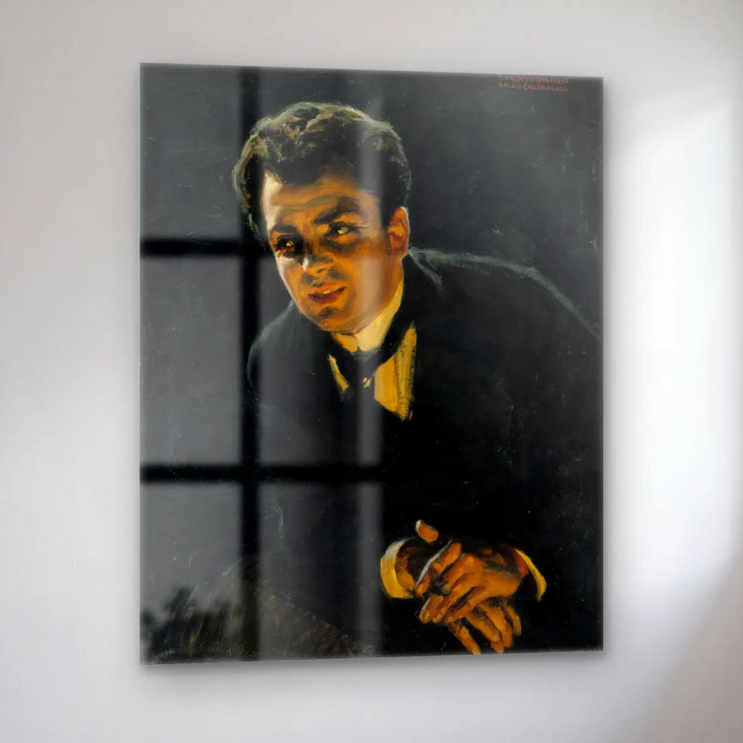 Yağlı Boya Erkek Portresi No. 4 cam tablo — sol açıdan görünüm