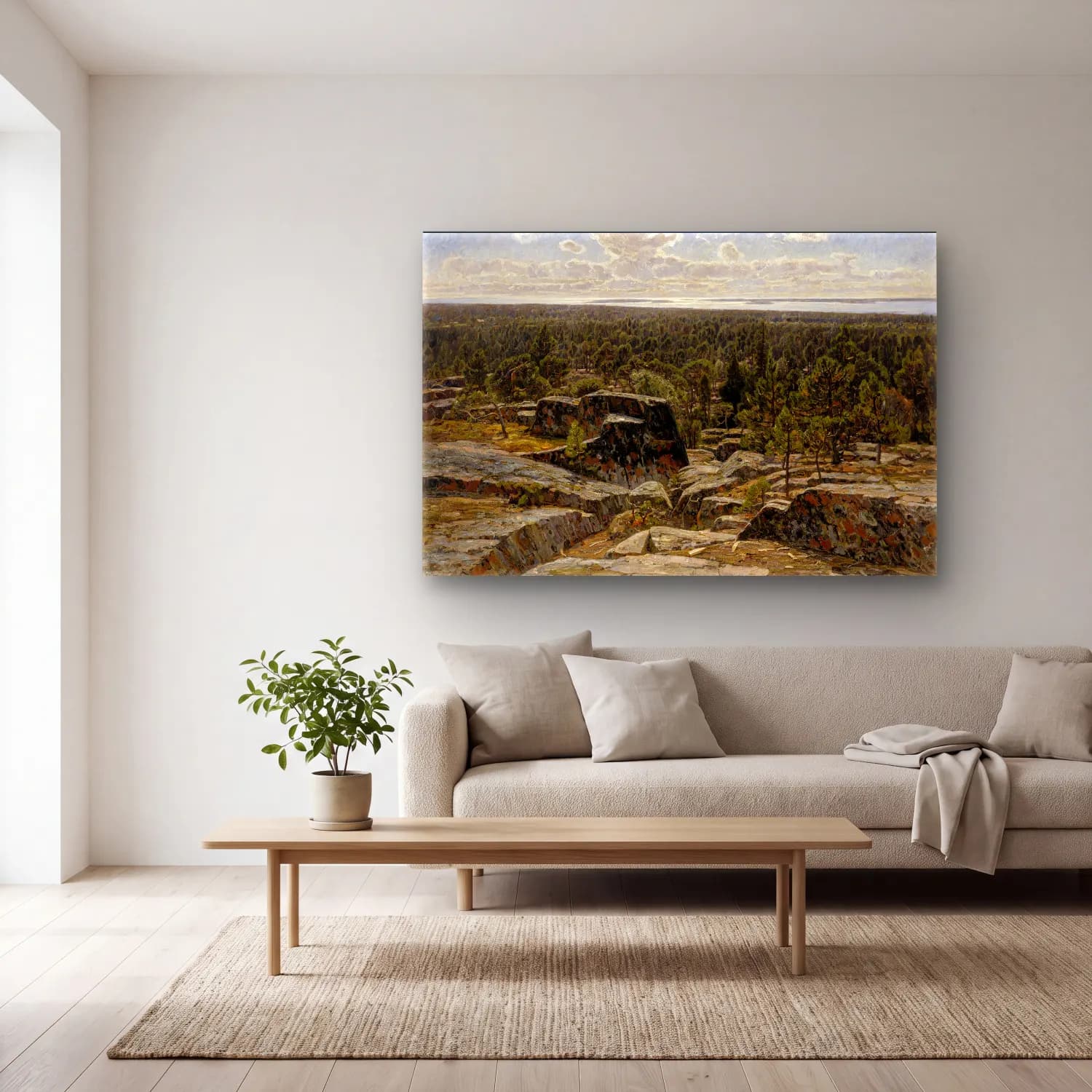 Yağlı Boya Antik Kalıntılar No. 16 cam tablo — açık renk salonda