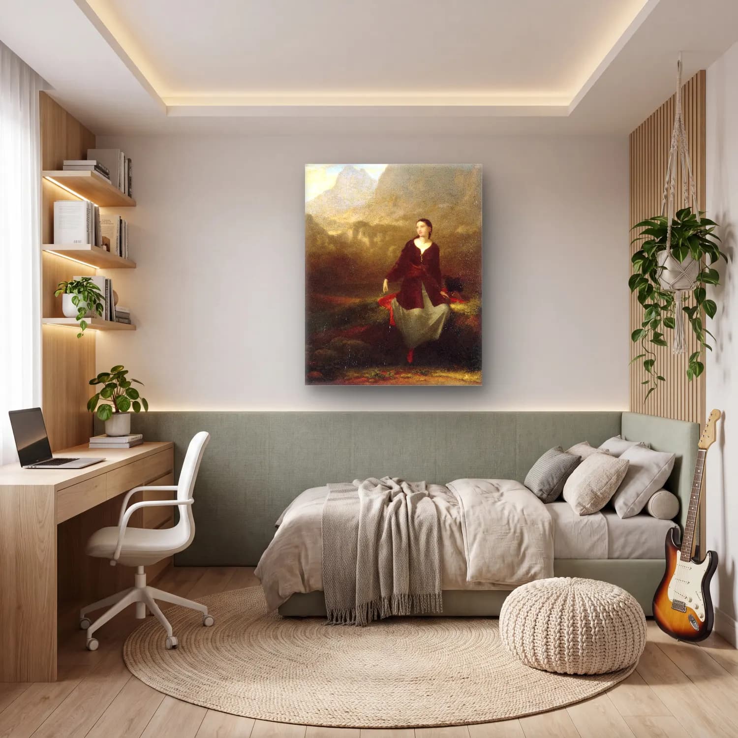 Yağlı Boya Kadın Portresi No. 22 cam tablo — genç odasında