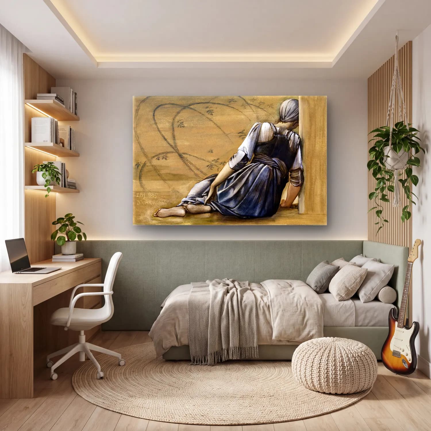 Yağlı Boya Aşıklar – Pastel Tonlar cam tablo — genç odasında