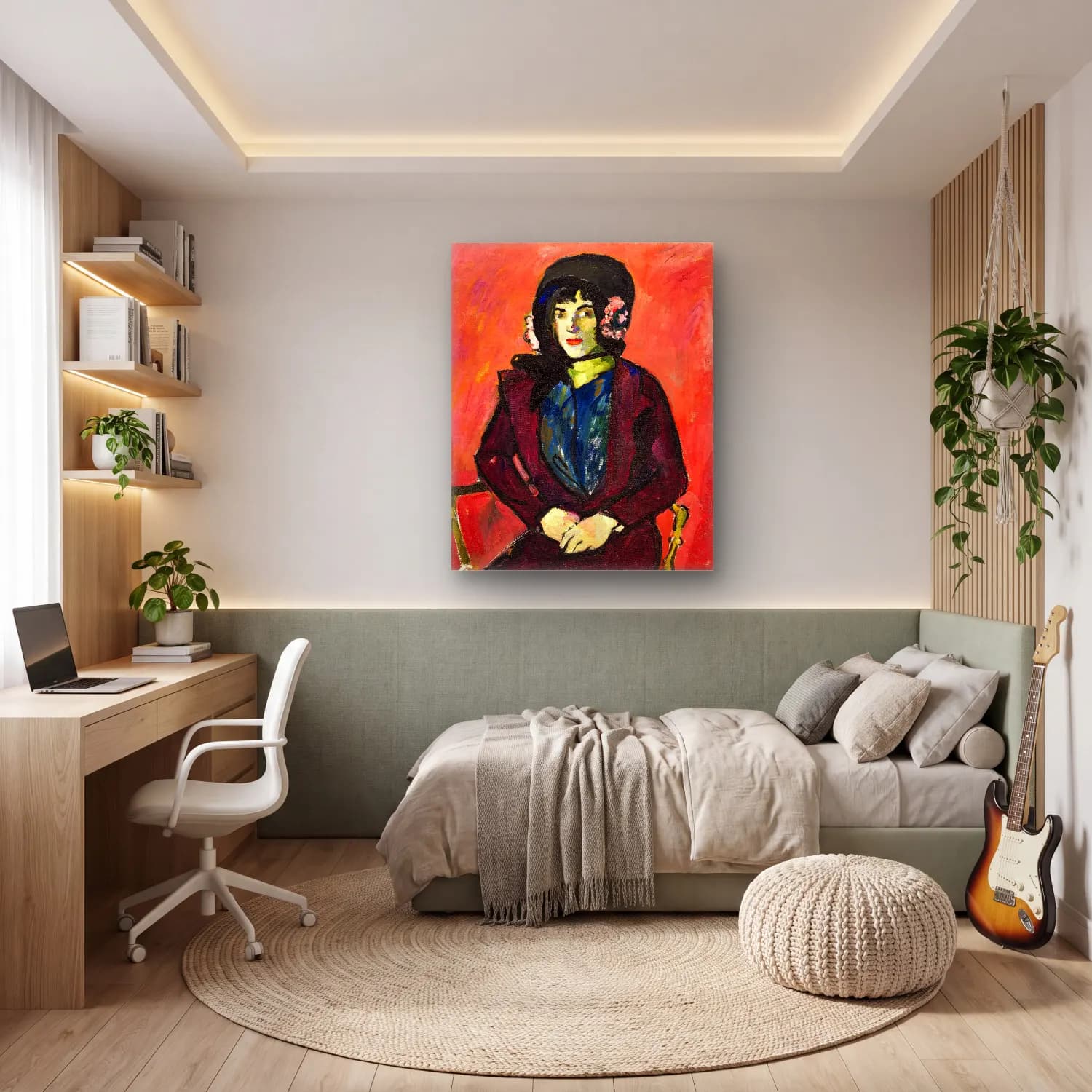 Empresyonist Kadın Portresi No. 31 cam tablo — genç odasında