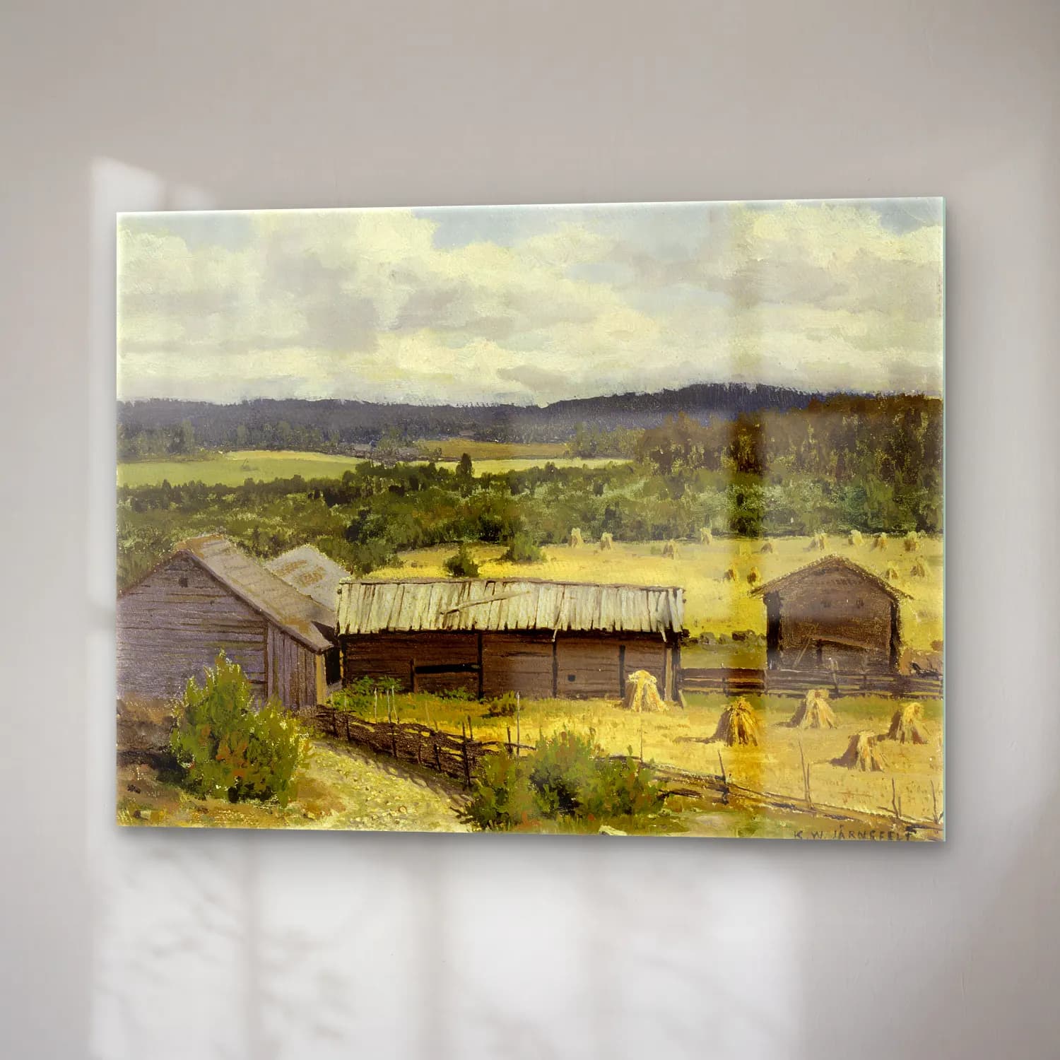 Yağlı Boya Kır Evi No. 34 cam tablo — sağ açıdan görünüm