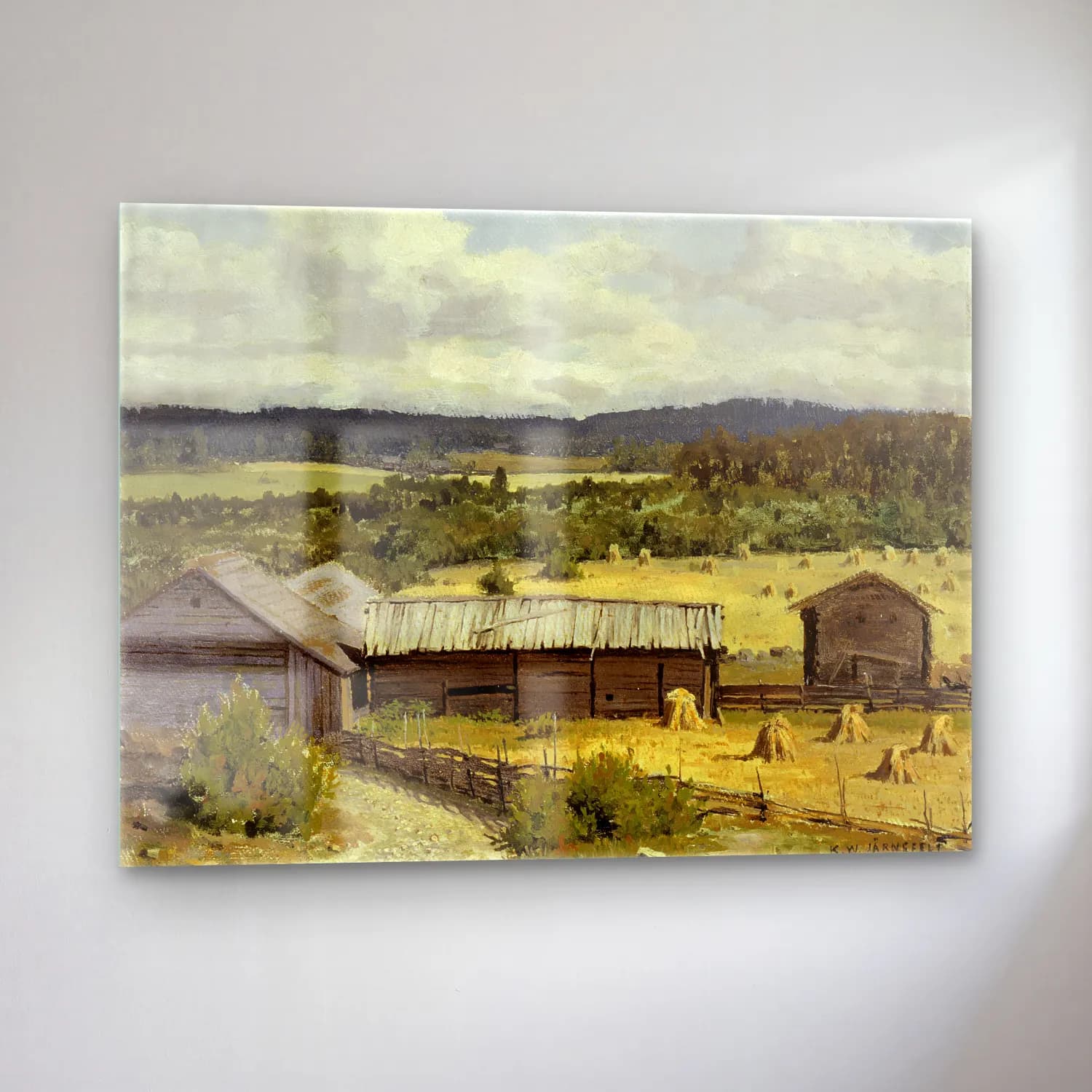 Yağlı Boya Kır Evi No. 34 cam tablo — sol açıdan görünüm