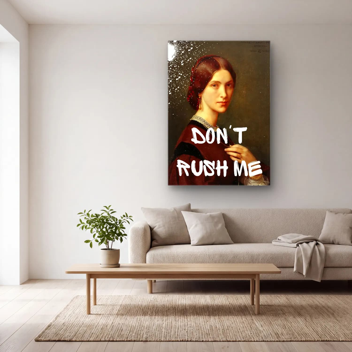 Vintage Poster Kadın Portresi – Siyah Beyaz Tonlar cam tablo — açık renk salonda