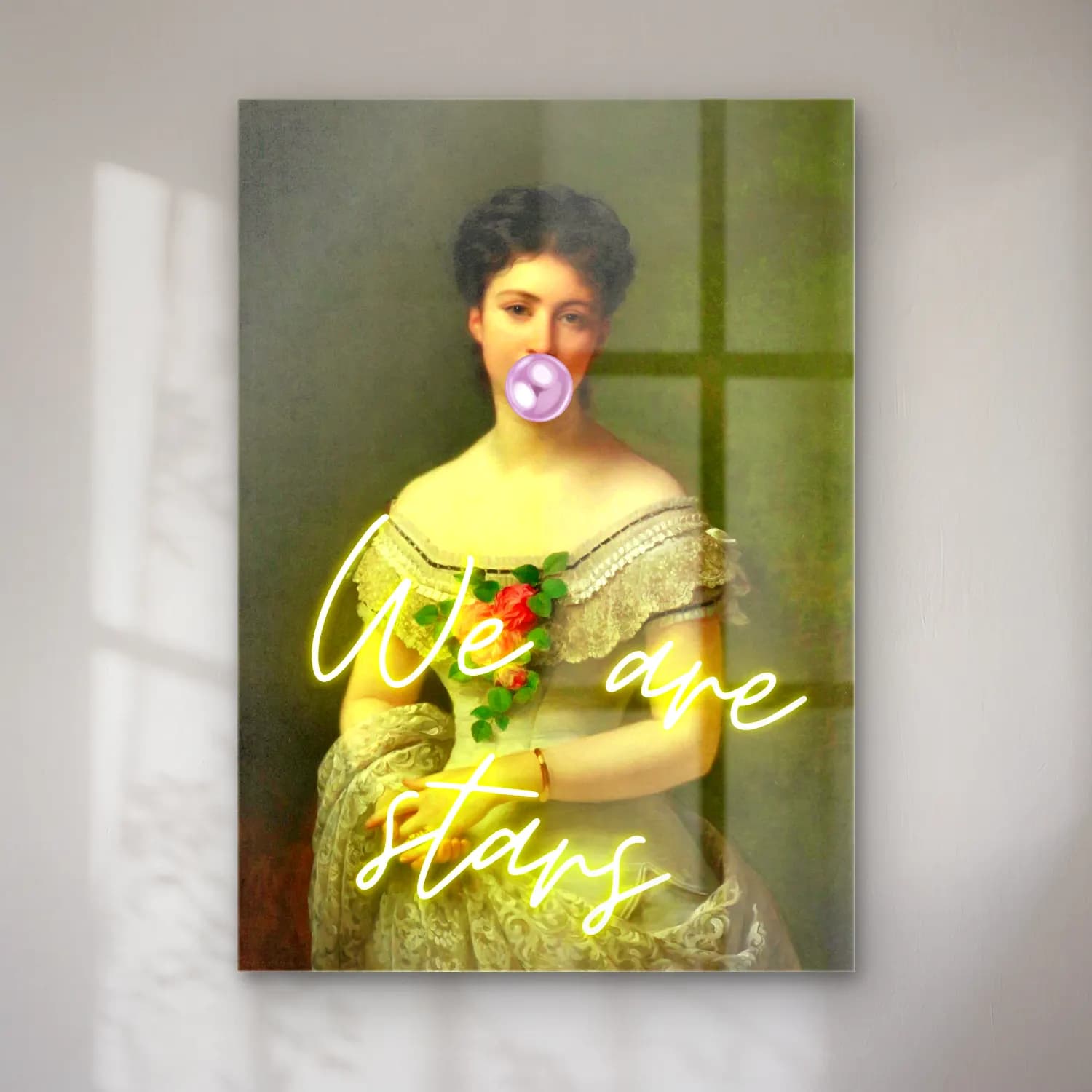 Vintage Poster Kadın Portresi – Pastel Tonlar cam tablo — Vintage Poster Kadın Portresi – Pastel Tonlar — vintage poster kadın portresi