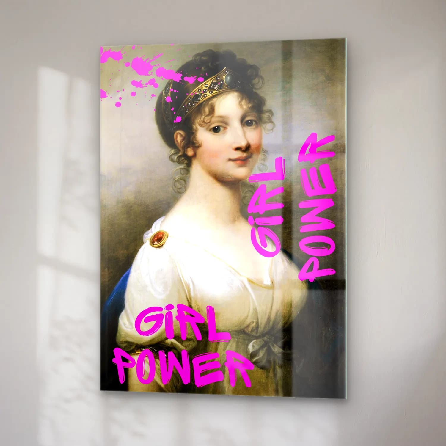 Vintage Poster Kız Çocuğu Portresi cam tablo — sağ açıdan görünüm