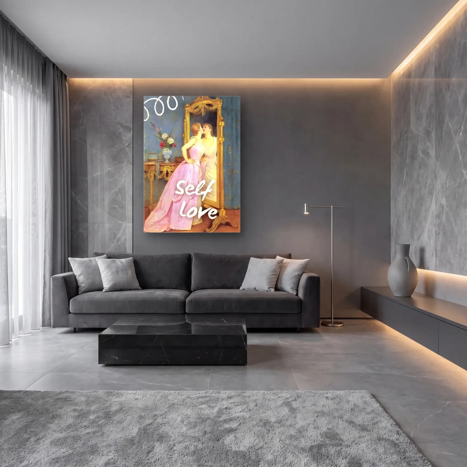 Pastel Kitap Okuyan Kadın No. 14 cam tablo — lüks salon duvarında