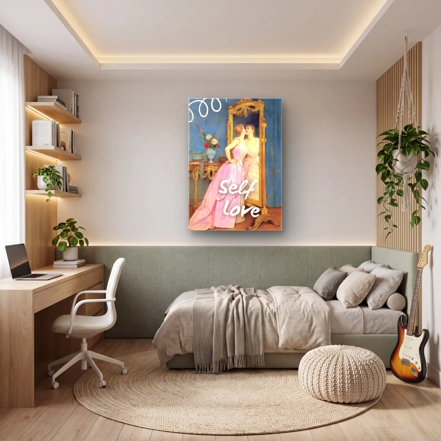 Pastel Kitap Okuyan Kadın No. 14 cam tablo — genç odasında