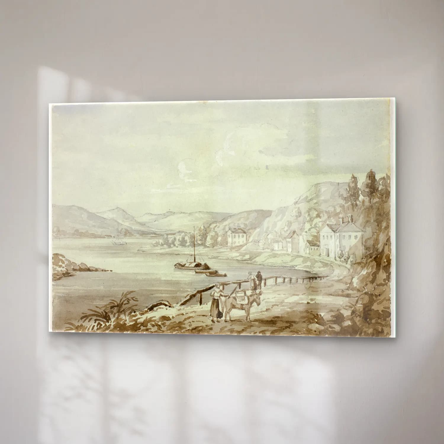 Vintage Liman ve Tekneler No. 13 cam tablo — sağ açıdan görünüm