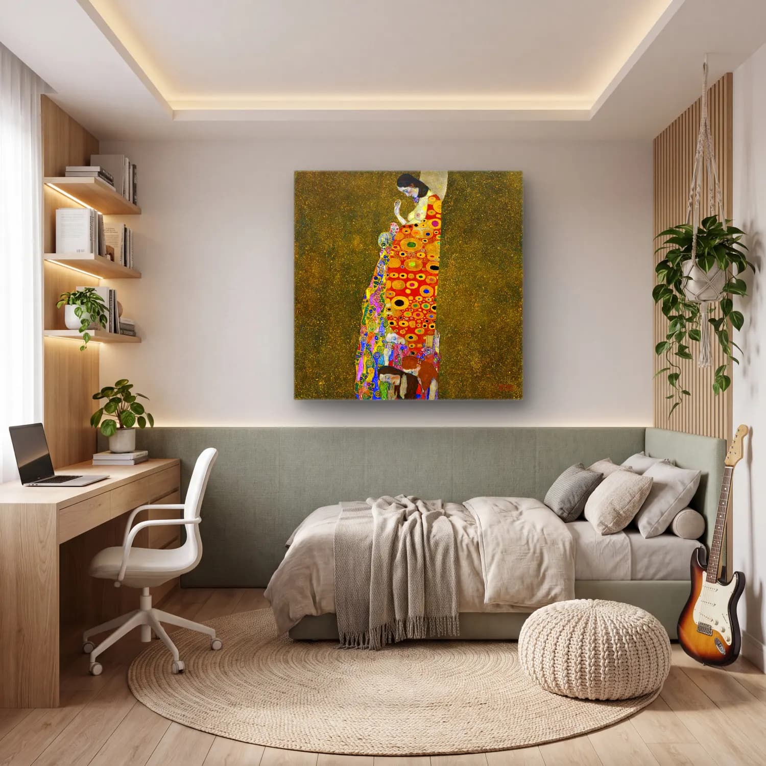 Modern Soyut Aşıklar No. 4 cam tablo — genç odasında