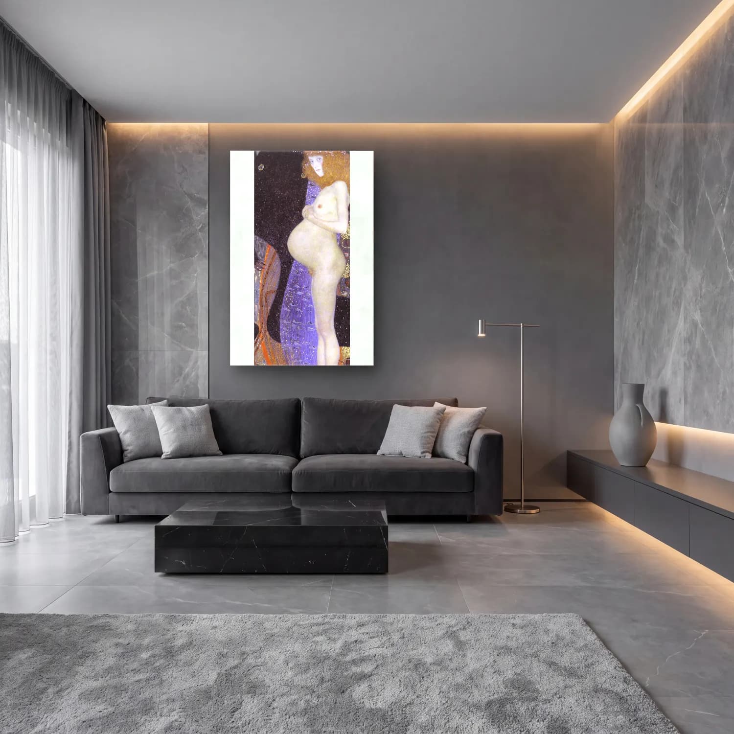 Yağlı Boya Figür Çalışması No. 3 cam tablo — lüks salon duvarında