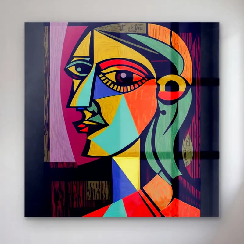 Pop Art Soyut Yüz – Siyah Beyaz Tonlar cam tablo — Pop Art Soyut Yüz – Siyah Beyaz Tonlar — pop art soyut yüz