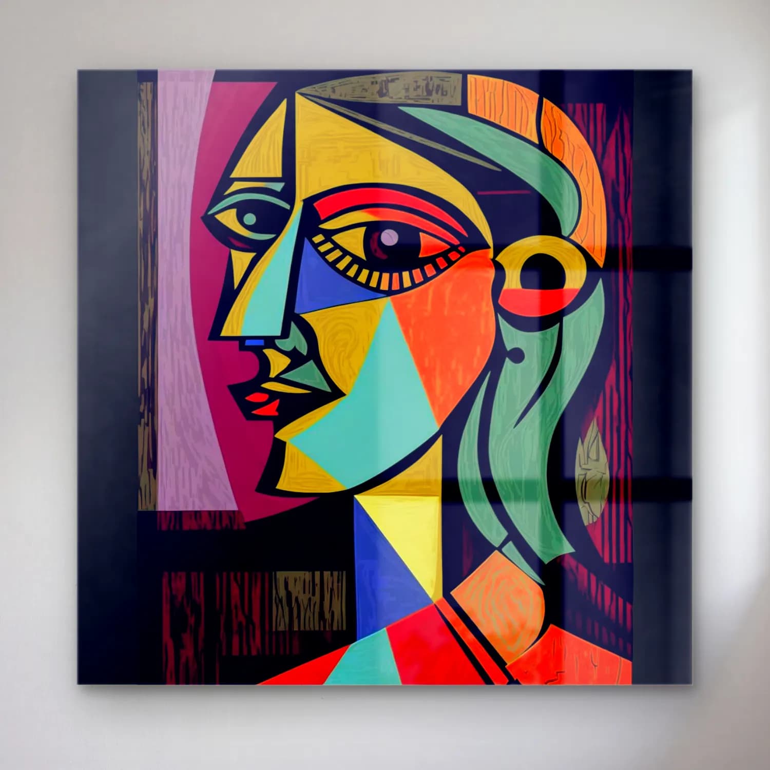 Pop Art Soyut Yüz – Siyah Beyaz Tonlar cam tablo — Pop Art Soyut Yüz – Siyah Beyaz Tonlar — pop art soyut yüz