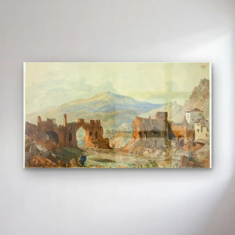 Suluboya Antik Kalıntılar No. 7 cam tablo — Suluboya Antik Kalıntılar No. 7 — suluboya antik kalıntılar