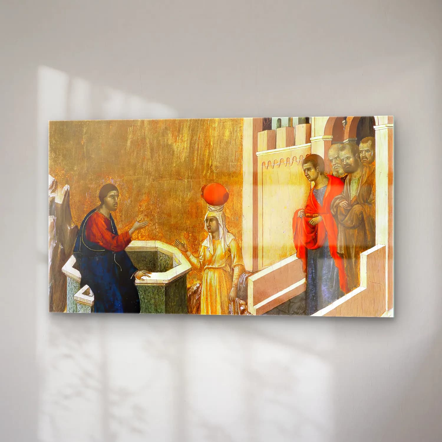 Duccio di Buoninsegna – Christ and the Samaritan Woman (scene 6) cam tablo — sağ açıdan görünüm