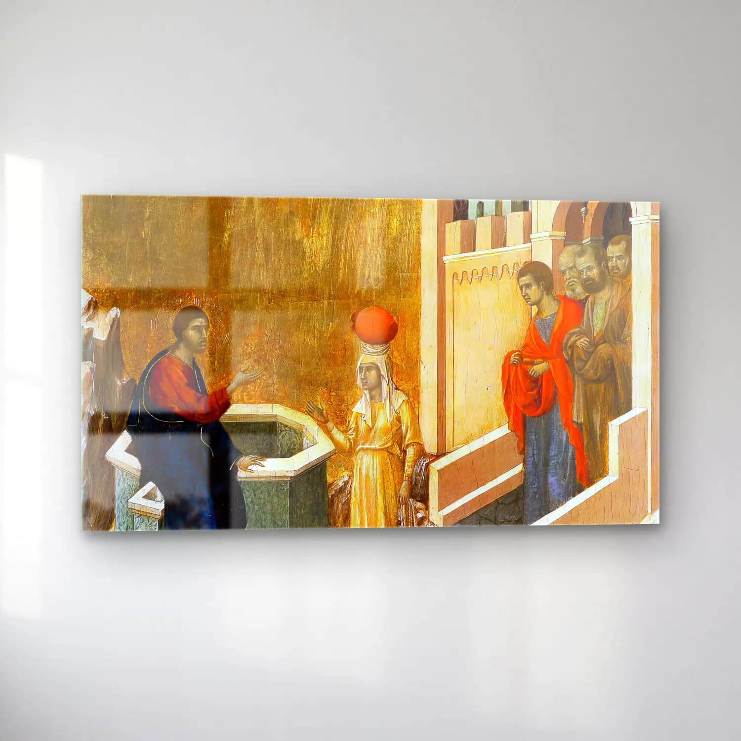 Duccio di Buoninsegna – Christ and the Samaritan Woman (scene 6) cam tablo — sol açıdan görünüm