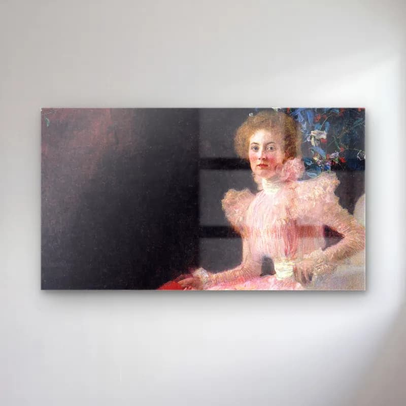 Gustav Klimt – Bildnis Sonja Knips cam tablo — Gustav Klimt – Bildnis Sonja Knips — empresyonist kadın portresi