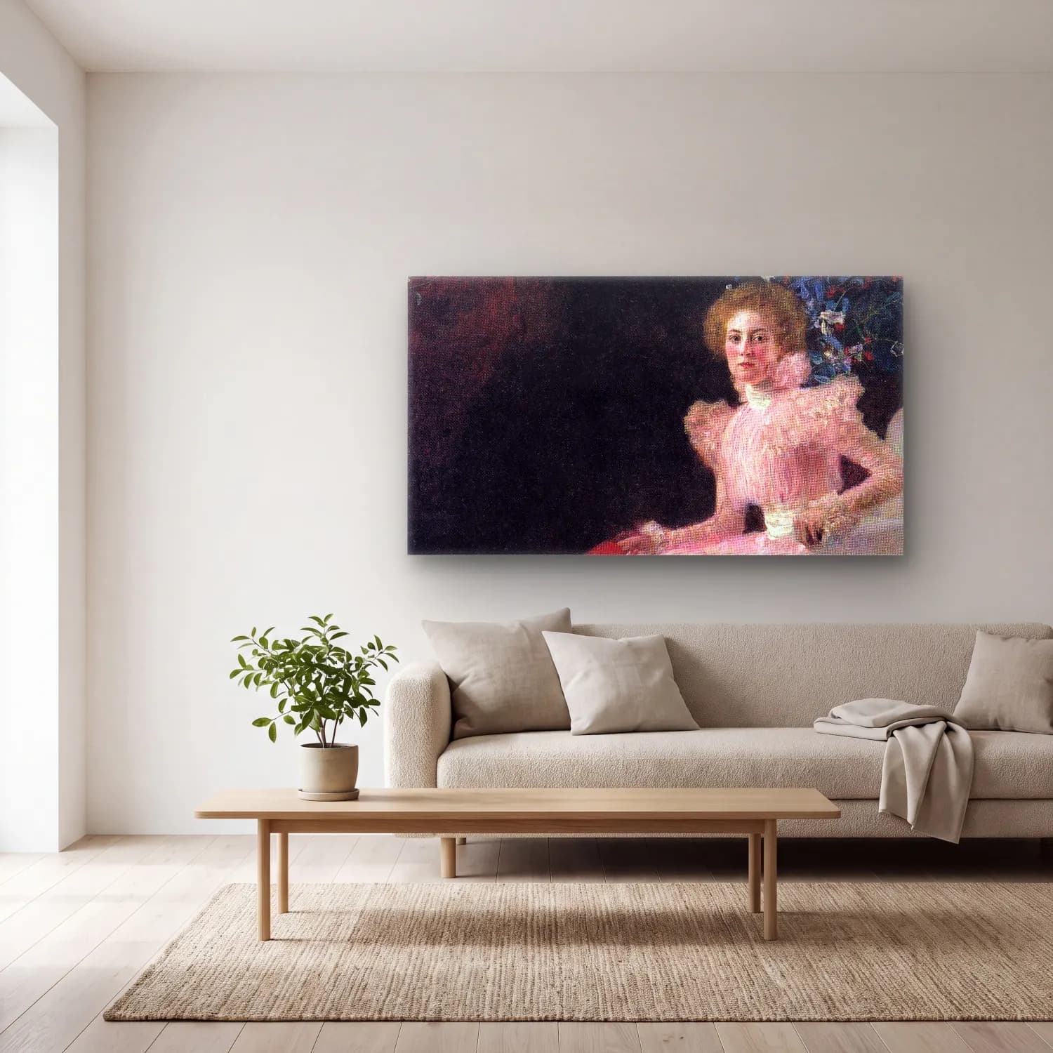 Gustav Klimt – Bildnis Sonja Knips cam tablo — açık renk salonda