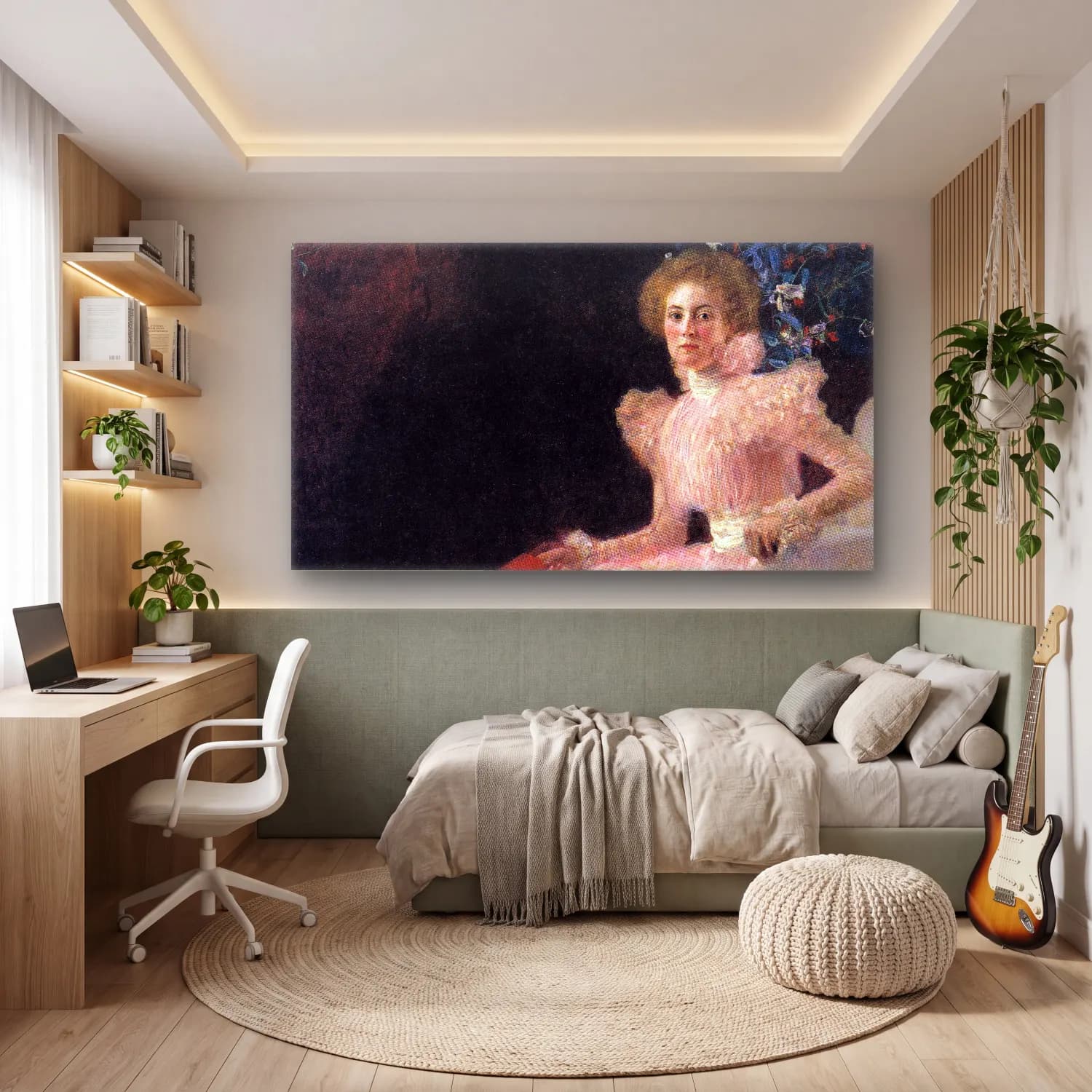 Gustav Klimt – Bildnis Sonja Knips cam tablo — genç odasında