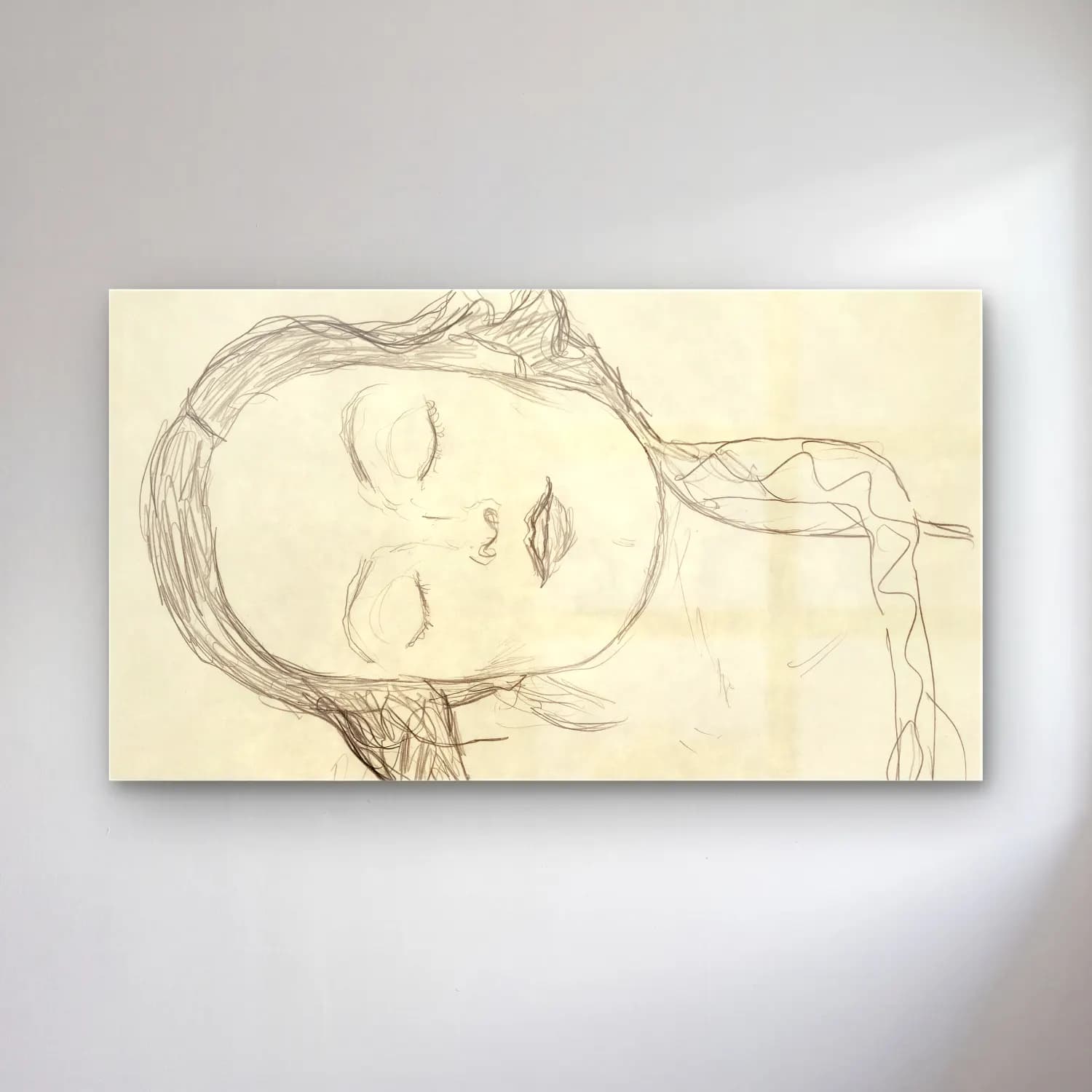 Gustav Klimt – Half-figure of a Young Woman cam tablo — Gustav Klimt – Half-figure of a Young Woman — karakalem çizgi yüz