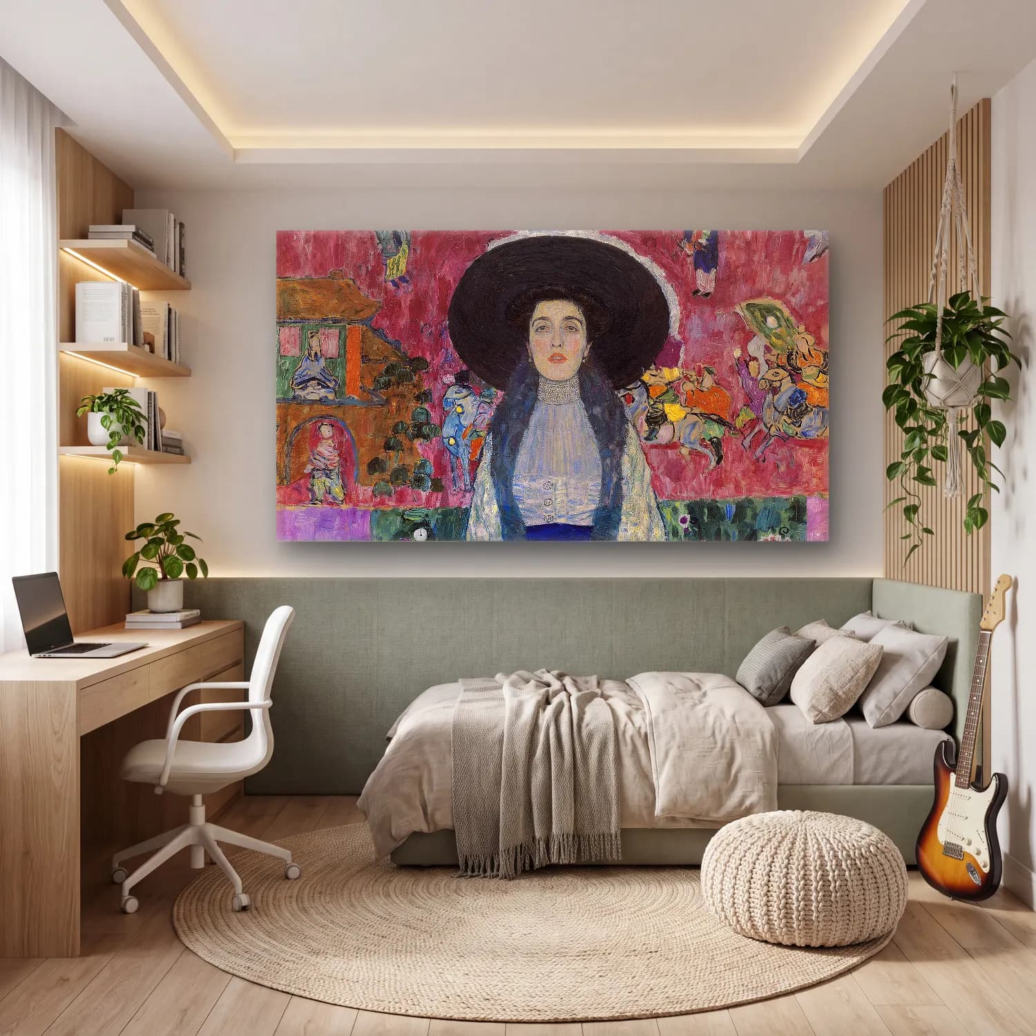 Gustav Klimt – Portrait of Adele Bloch-Bauer cam tablo — genç odasında