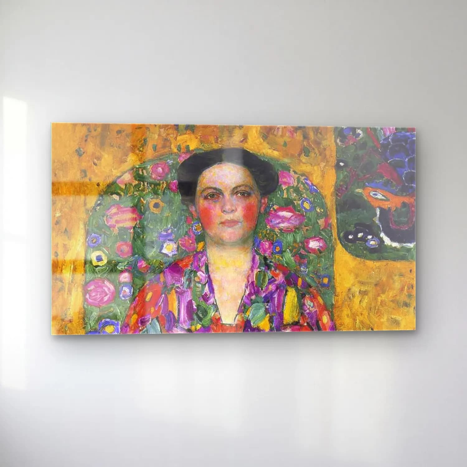 Gustav Klimt – Portrait of Eugenia Primavesi cam tablo — sol açıdan görünüm