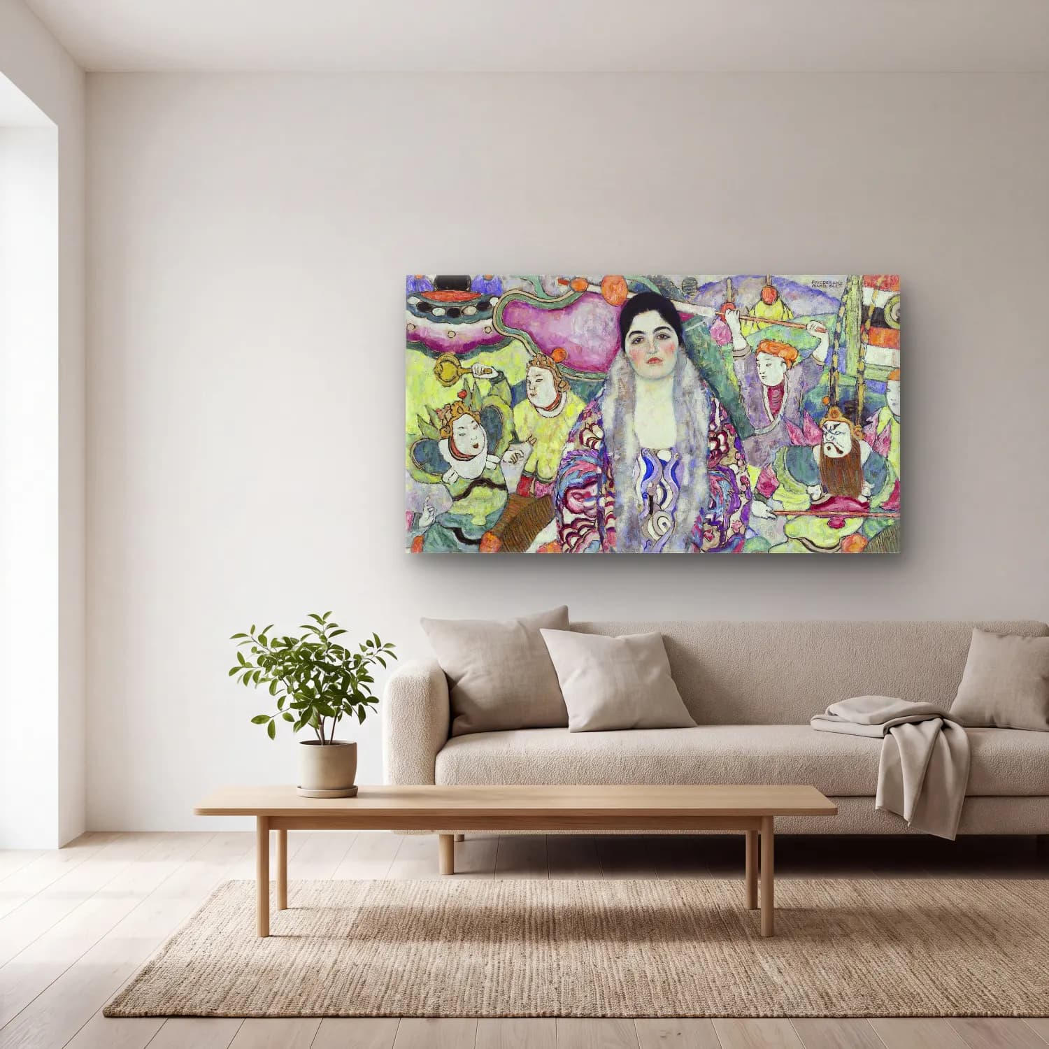 Gustav Klimt – Portrait of Friederike Maria Beer cam tablo — açık renk salonda