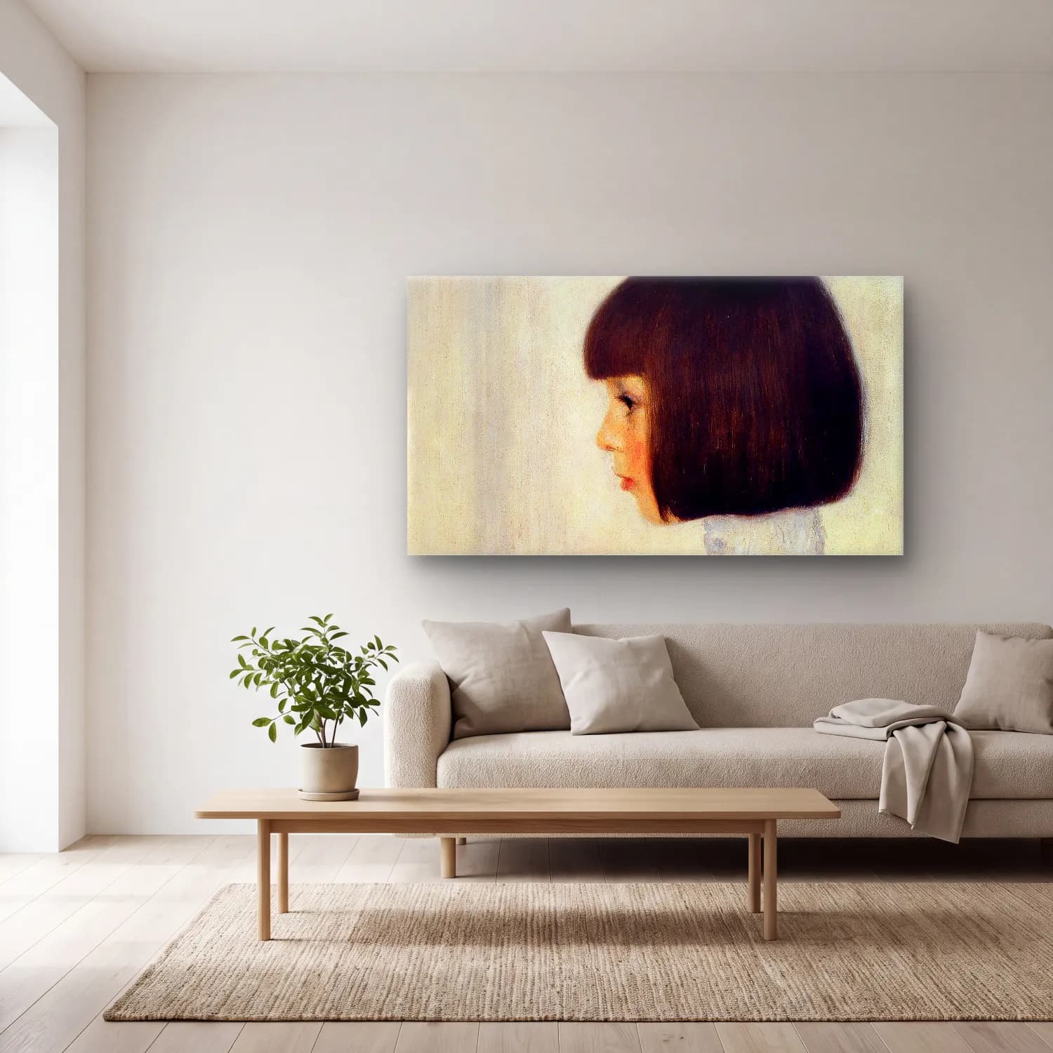 Gustav Klimt – Portrait of Helene Klimt cam tablo — açık renk salonda