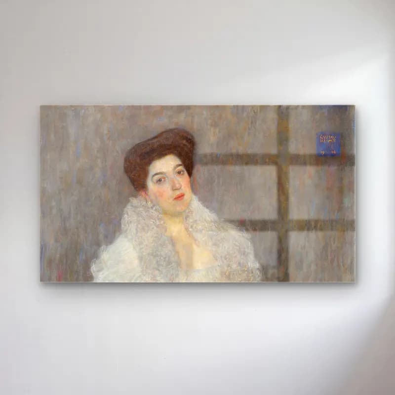 Gustav Klimt – Portrait of Hermine Gallia cam tablo — Gustav Klimt – Portrait of Hermine Gallia — empresyonist kadın portresi