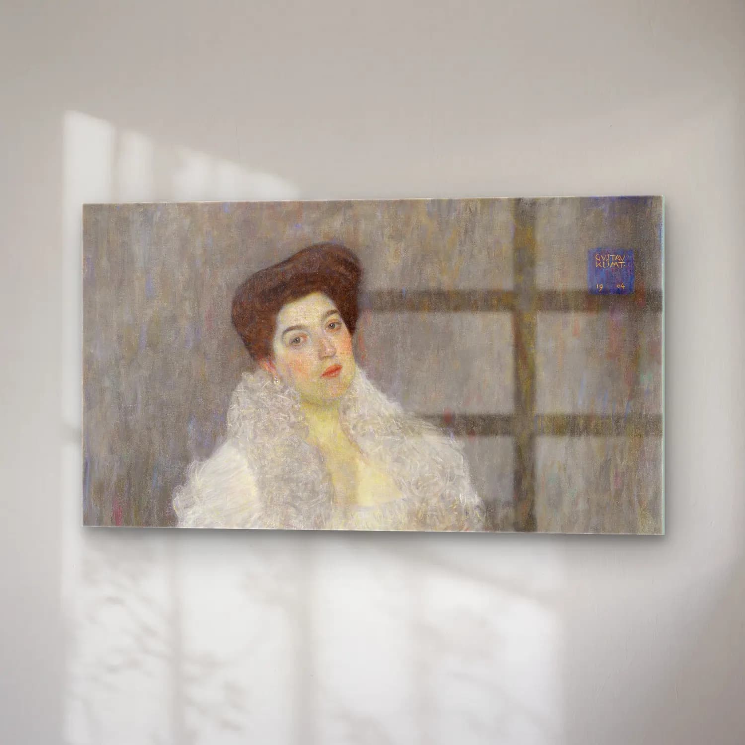 Gustav Klimt – Portrait of Hermine Gallia cam tablo — sağ açıdan görünüm