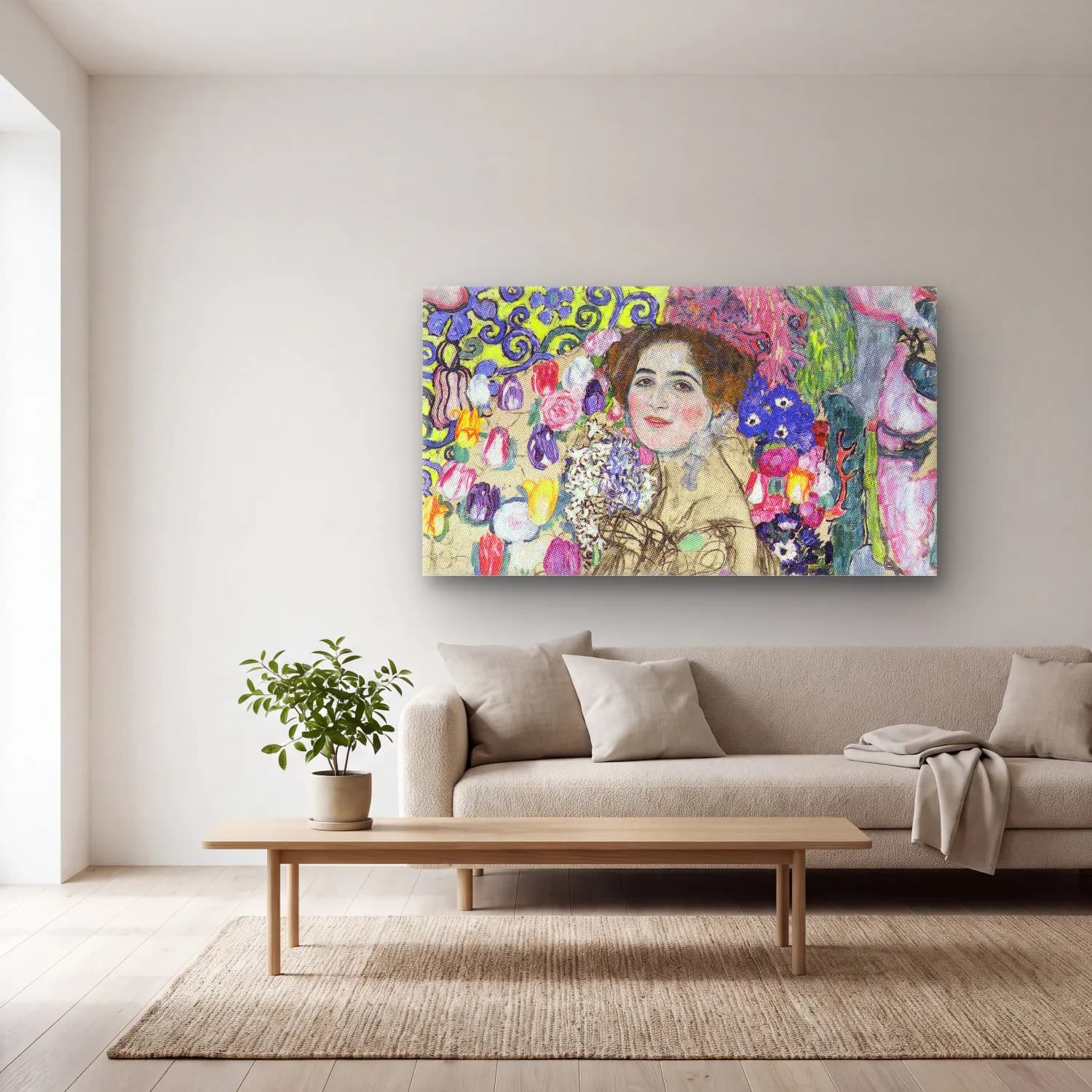 Gustav Klimt – Portrait of Maria Munk cam tablo — açık renk salonda