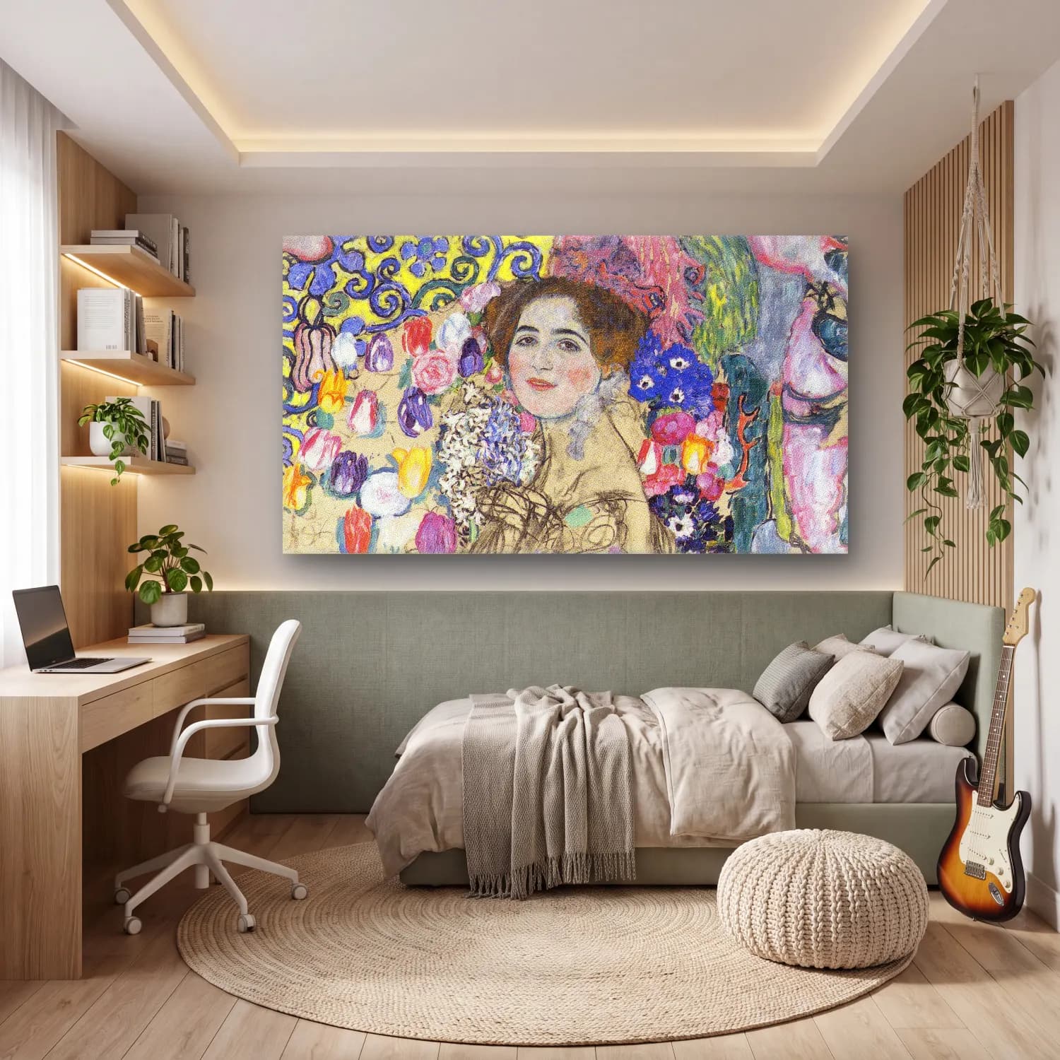 Gustav Klimt – Portrait of Maria Munk cam tablo — genç odasında