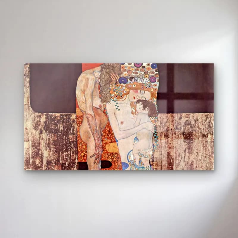 Gustav Klimt – The Three Ages of the Woman cam tablo — Gustav Klimt – The Three Ages of the Woman — vintage poster anne ve çocuk