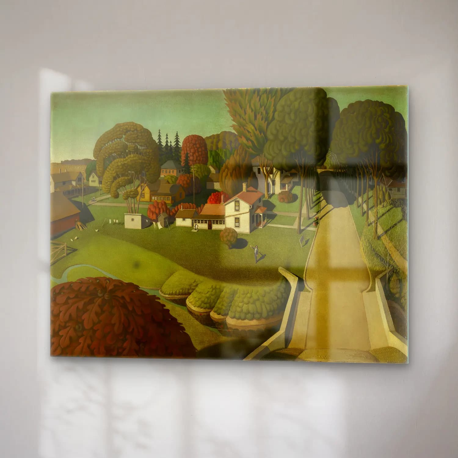 Grant Wood – Köy Sokağı cam tablo — sağ açıdan görünüm