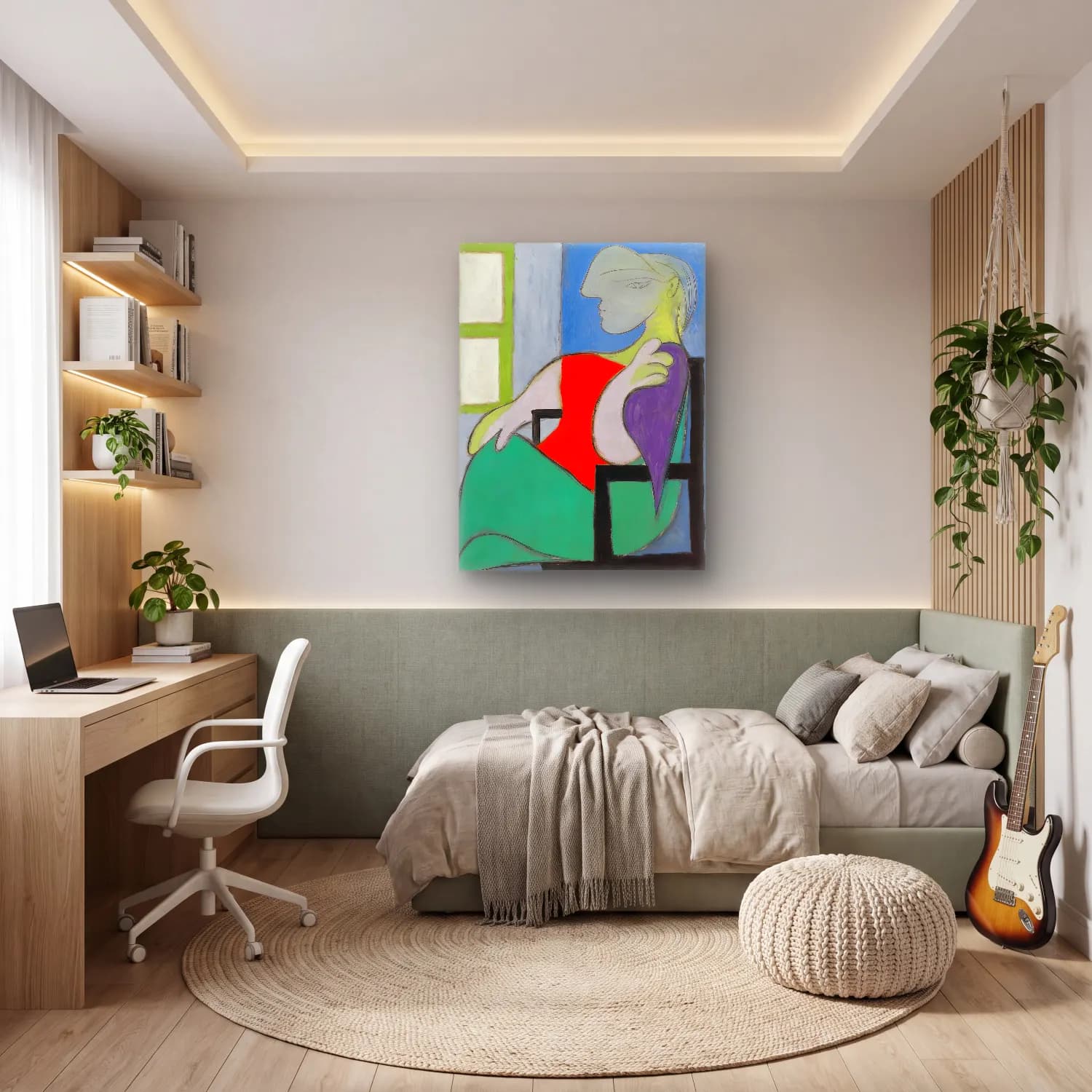 Modern Soyut Kadın Portresi No. 9 cam tablo — genç odasında
