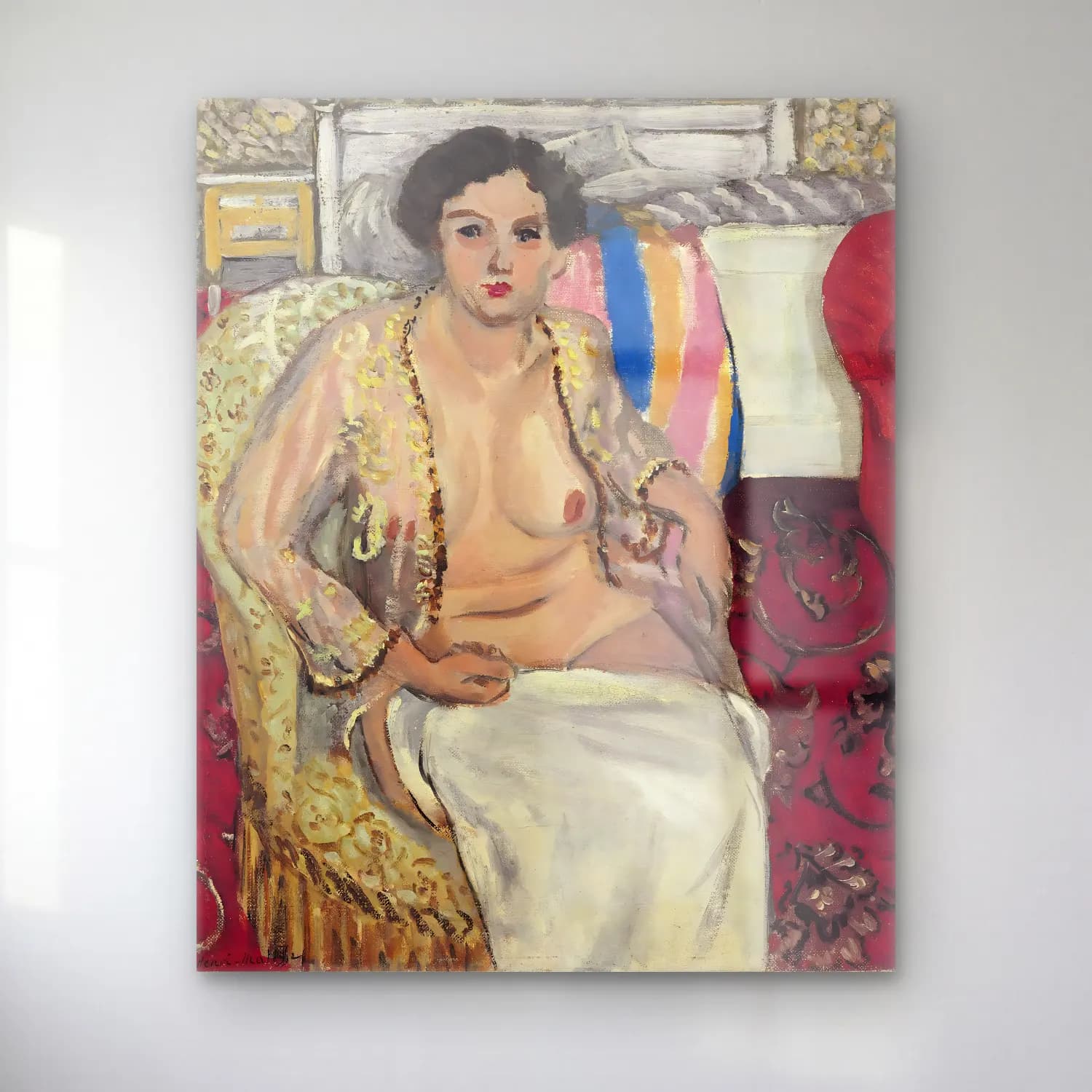 Henri Matisse – Femme au fauteuil–Femme en négligé cam tablo — Henri Matisse – Femme au fauteuil–Femme en négligé — empresyonist figür çalışması