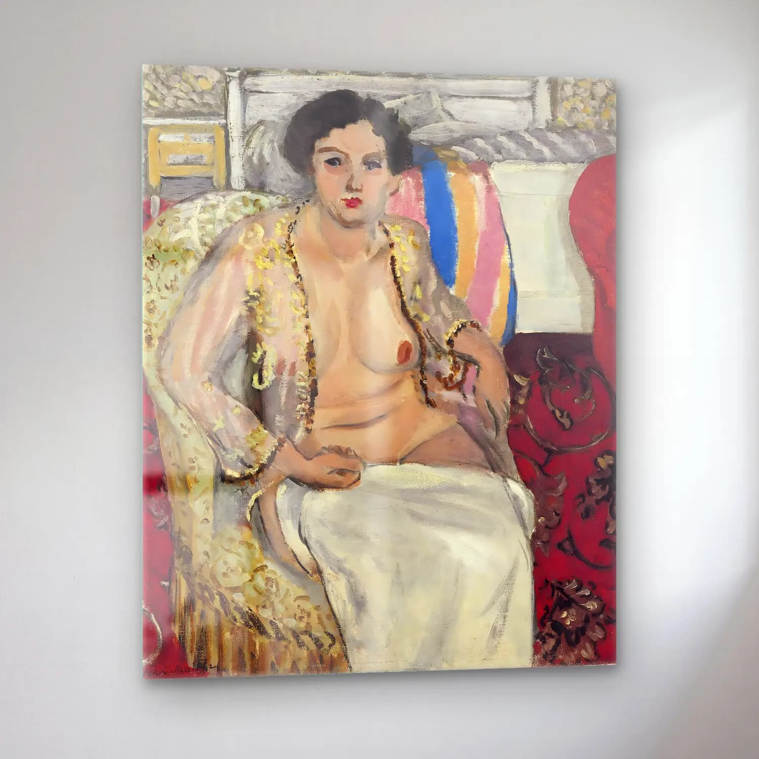 Henri Matisse – Femme au fauteuil–Femme en négligé cam tablo — sol açıdan görünüm
