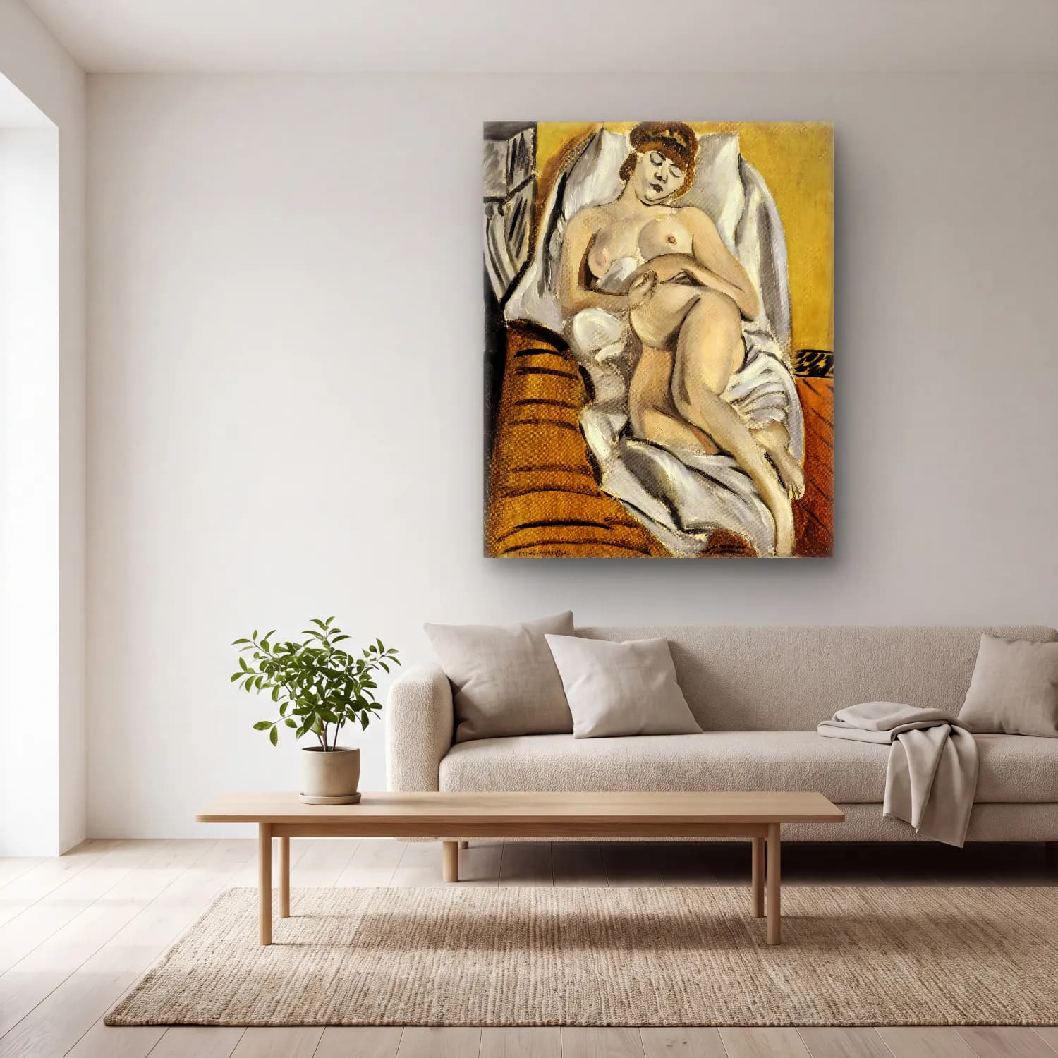 Henri Matisse – Femme nue (circa 1915) cam tablo — açık renk salonda