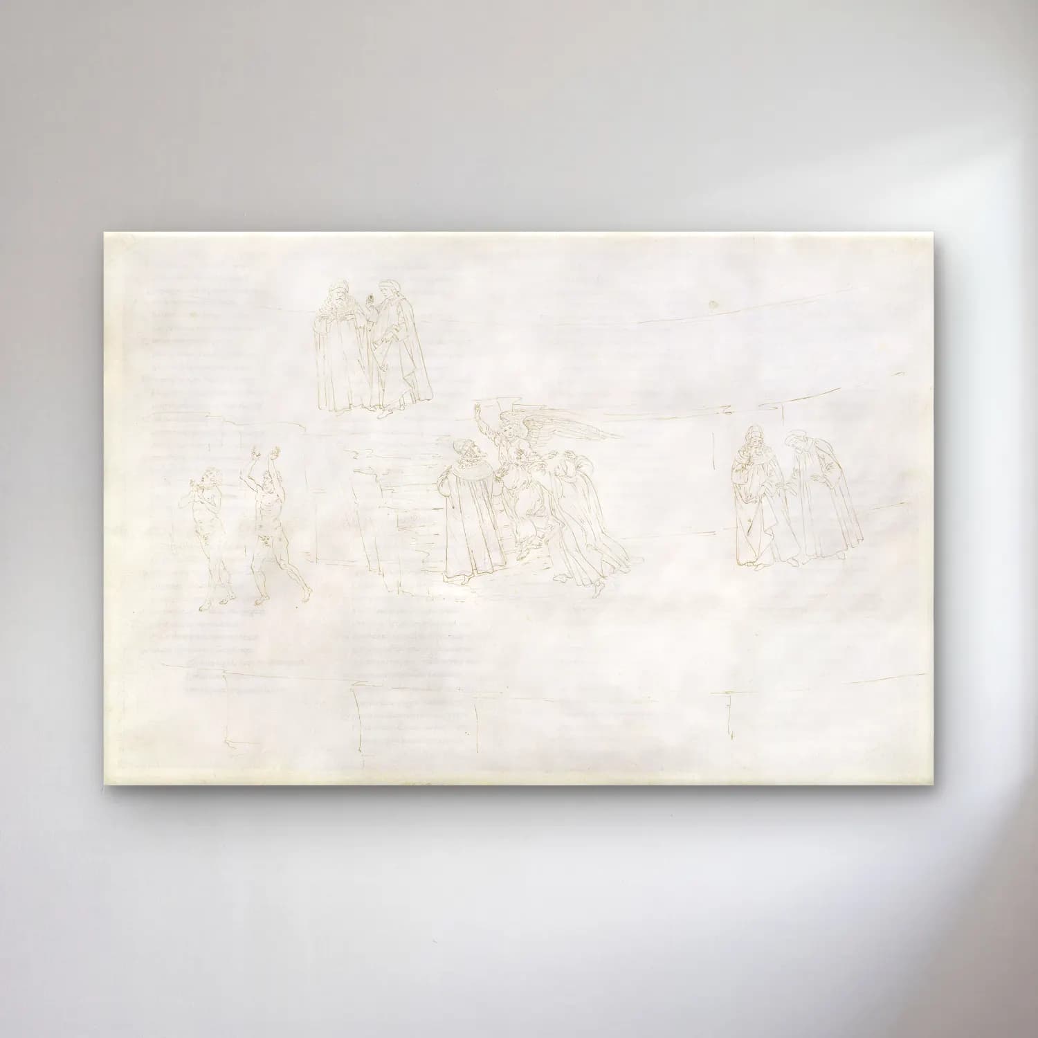 Sandro Botticelli – Dini Sahne No. 34 cam tablo — Sandro Botticelli – Dini Sahne No. 34 — karakalem dini sahne