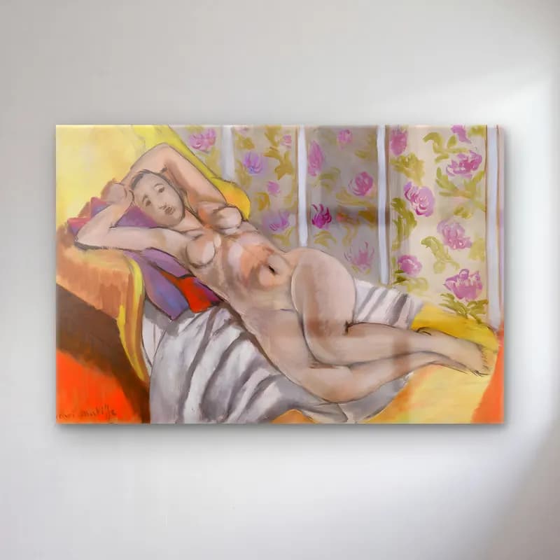 Henri Matisse – Reclining Nude (Nu couché) cam tablo — Henri Matisse – Reclining Nude (Nu couché) — empresyonist figür çalışması