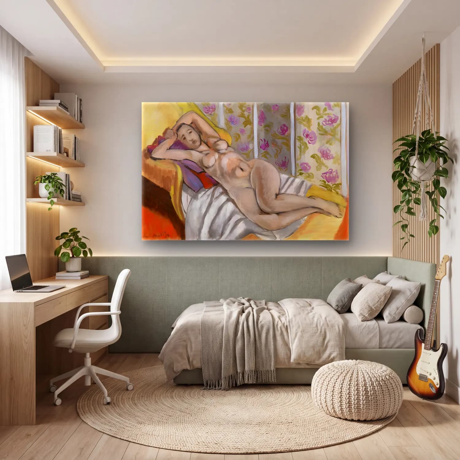 Henri Matisse – Reclining Nude (Nu couché) cam tablo — genç odasında
