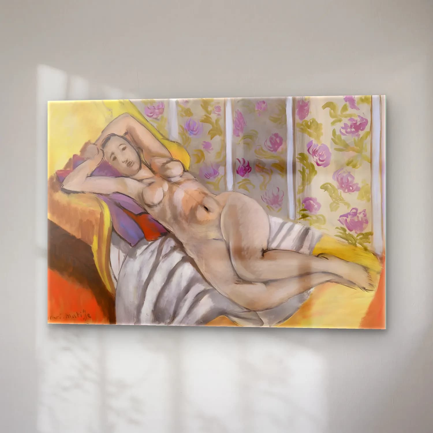 Henri Matisse – Reclining Nude (Nu couché) cam tablo — sağ açıdan görünüm