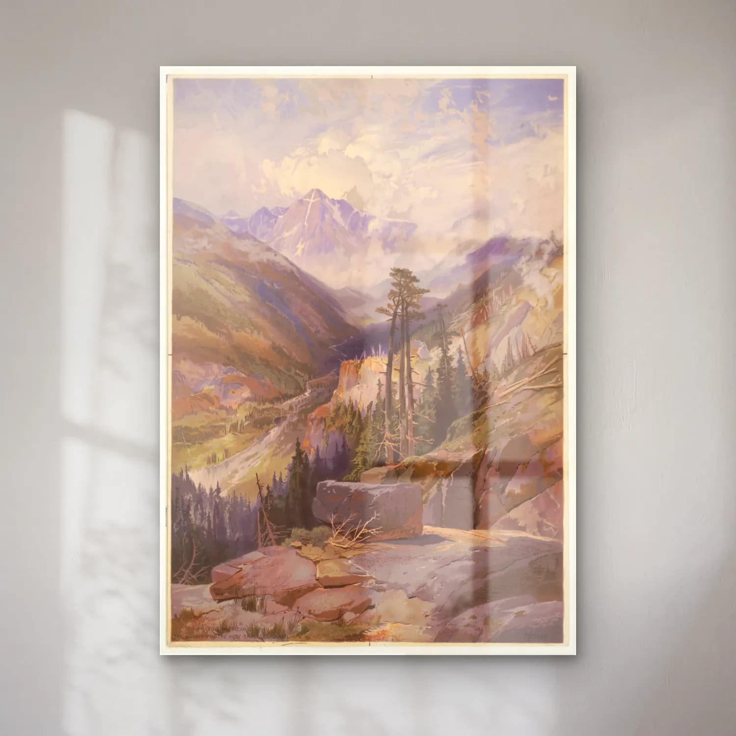 Vintage Dağ Manzarası – Pastel Tonlar cam tablo — Vintage Dağ Manzarası – Pastel Tonlar — vintage dağ manzarası