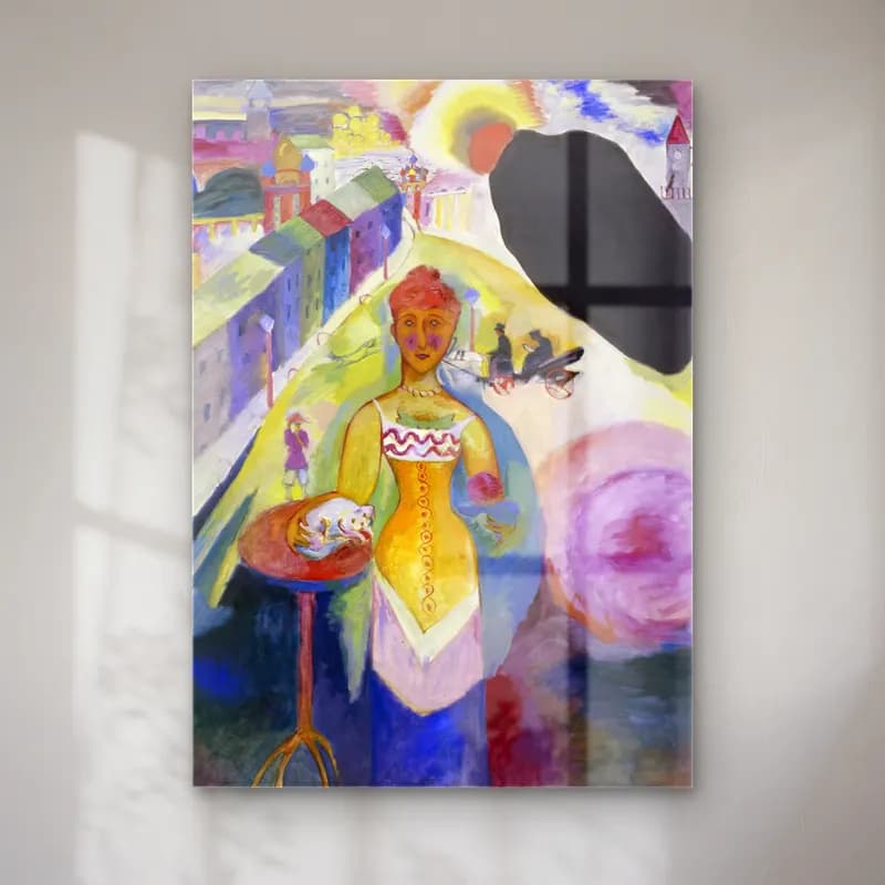 Wassily Kandinsky – Lady in Moscow cam tablo — Wassily Kandinsky – Lady in Moscow — empresyonist elbiseli kadın