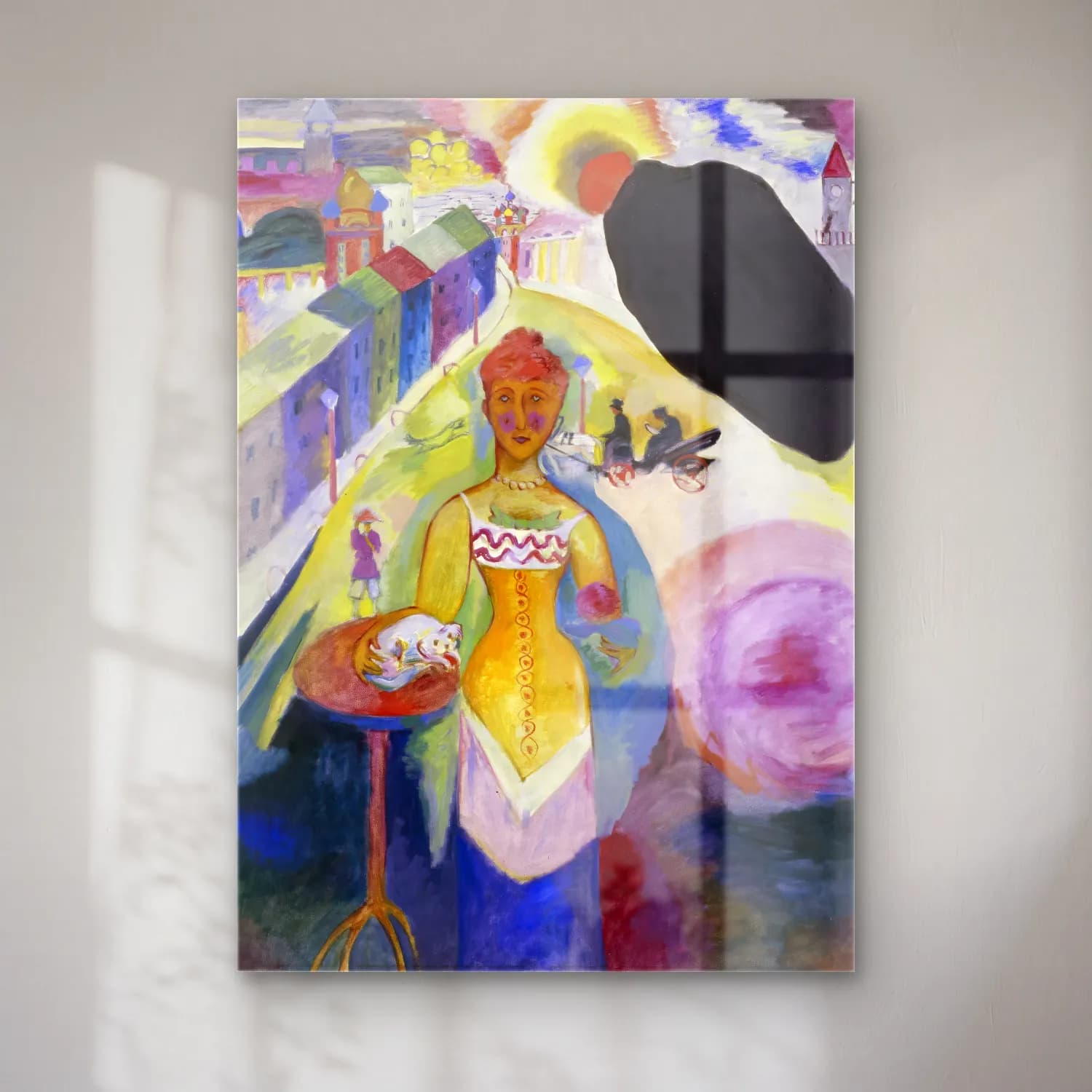 Wassily Kandinsky – Lady in Moscow cam tablo — Wassily Kandinsky – Lady in Moscow — empresyonist elbiseli kadın