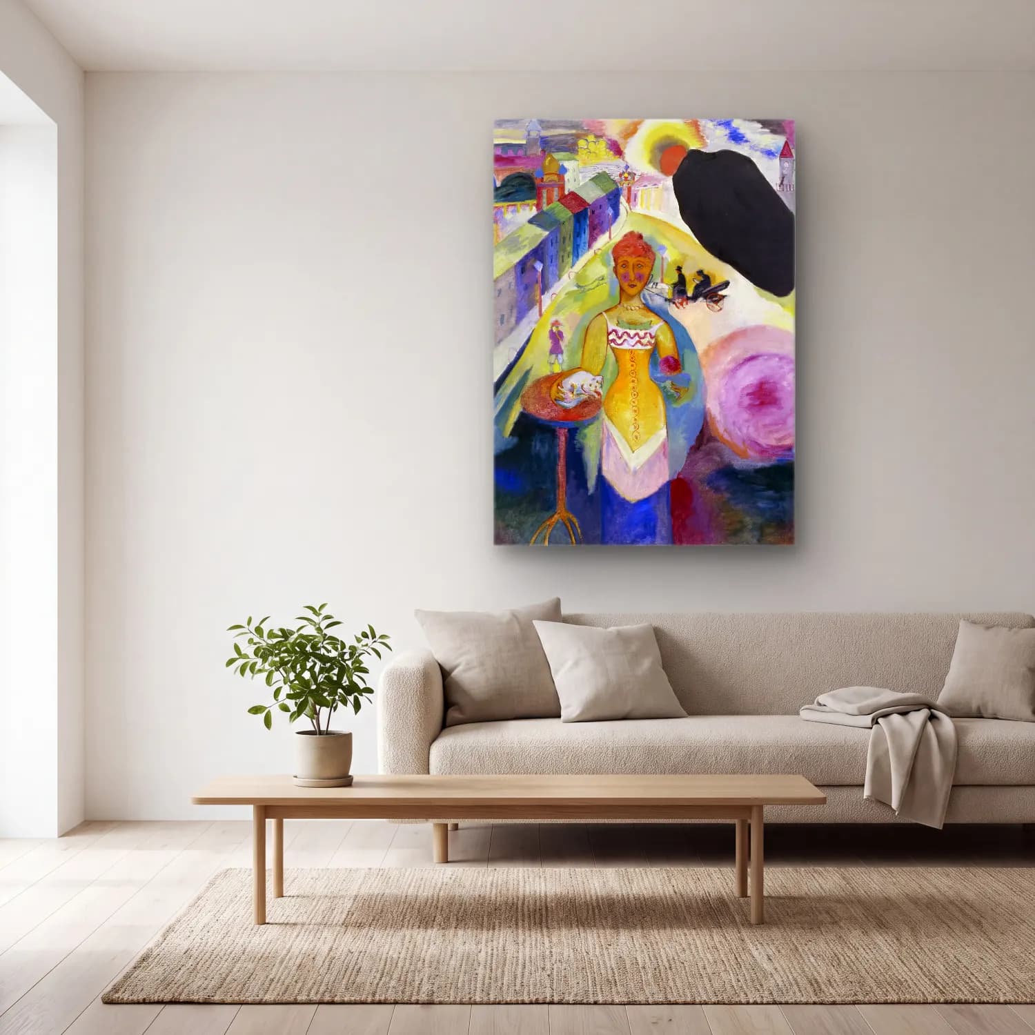 Wassily Kandinsky – Lady in Moscow cam tablo — açık renk salonda