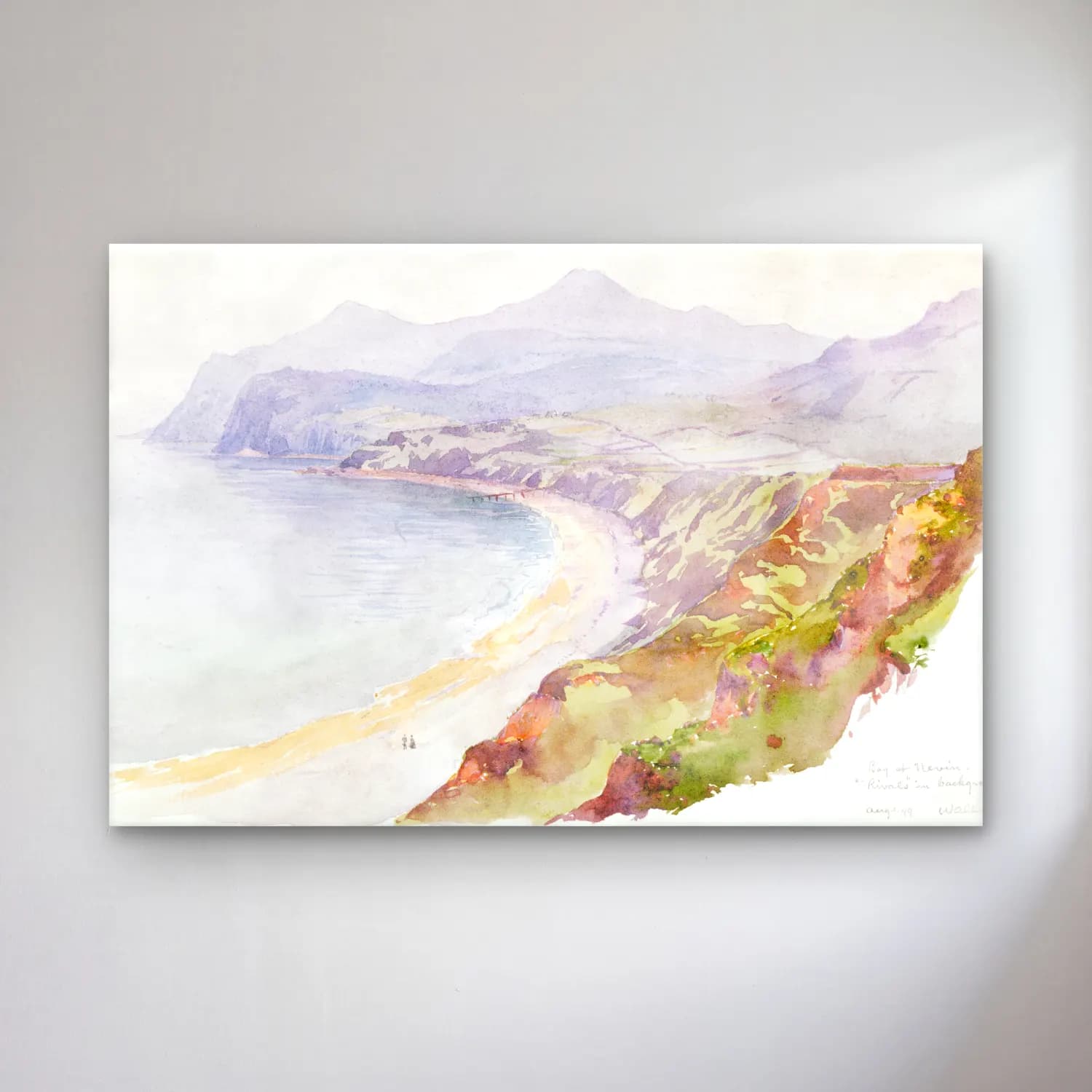 Suluboya Dalgalı Sahil – Pastel Tonlar cam tablo — Suluboya Dalgalı Sahil – Pastel Tonlar — suluboya dalgalı sahil