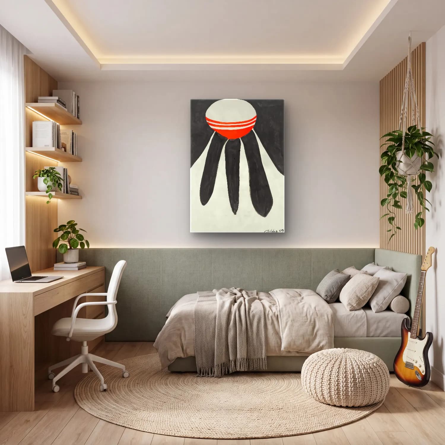 Modern Soyut Sörf – Siyah Beyaz Tonlar cam tablo — genç odasında